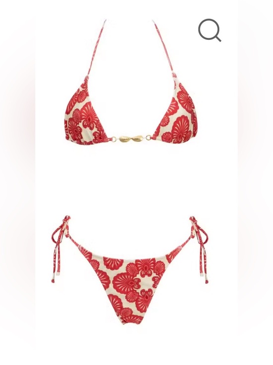 Shani Shemer Other - Shani Shemer Swimwear Red & Cream Floral String Bikini Top and Bottoms